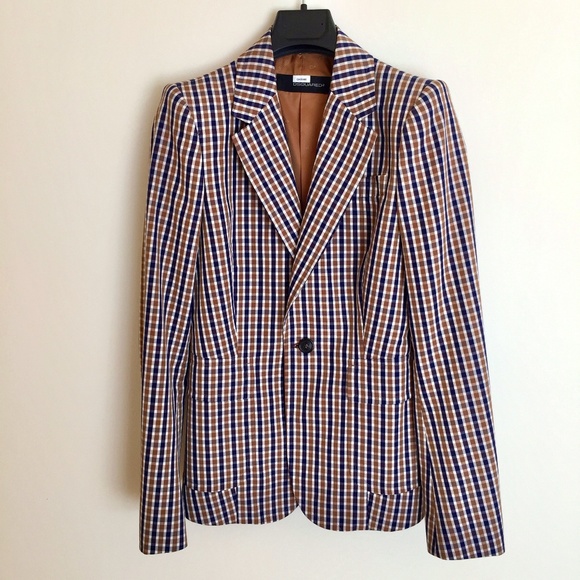 NEW Luxury Women's Dsquared Plaid-Check Blazer Jacket Made In Italy Size 44 - Picture 1 of 10